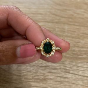 Lab created Emerald halo ring